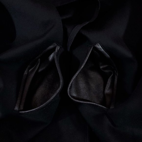 Spanx Womens Large Drape Front Jacket Very Black Convertible Faux Leather 50176R - Picture 6 of 16